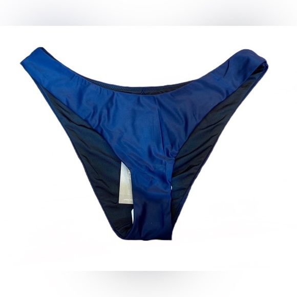 NWT J. Crew Reversible Navy/Black Curved Waist Cheeky Bikini Bottom, Mid Rise, M - Picture 2 of 13
